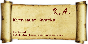 Kirnbauer Avarka névjegykártya
